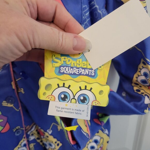 NEW w/ tags Spongebob 2 Pc Pajama Set Long Sleeve w/ Shorts Kids L Soft Comfy - Picture 5 of 5